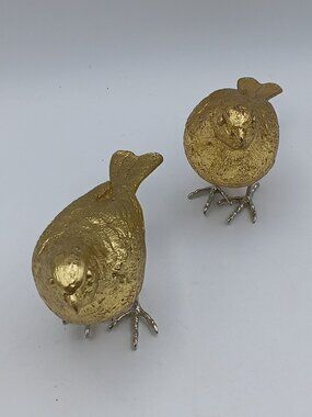 Decor Set 2 Pc Golden Birds Head Up Fegurine